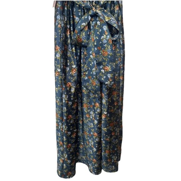Inspired Hearts Colorful Floral Satin Milk Maid Peasant Midi Dress Sz S NEW - Picture 6 of 11
